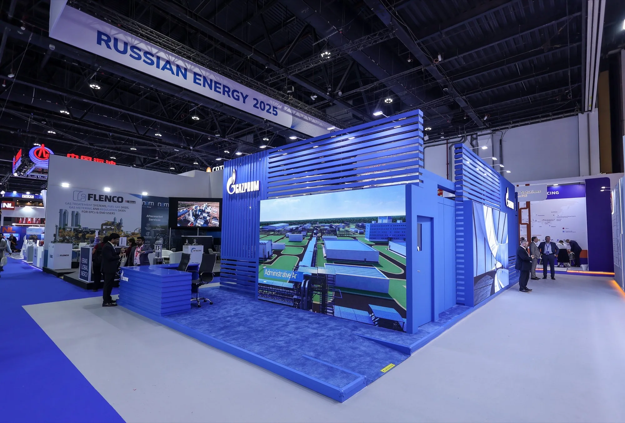 Gazprom exhibition stand architecture at ADIPEC in Abu Dhabi